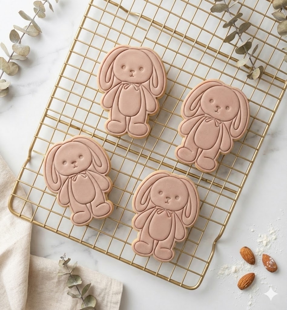 Cute Floppy Ear Bunny with Bow Cookie Cutter and Embosser Stamp | Easter Rabbit, Baby Shower, Woodland Animal