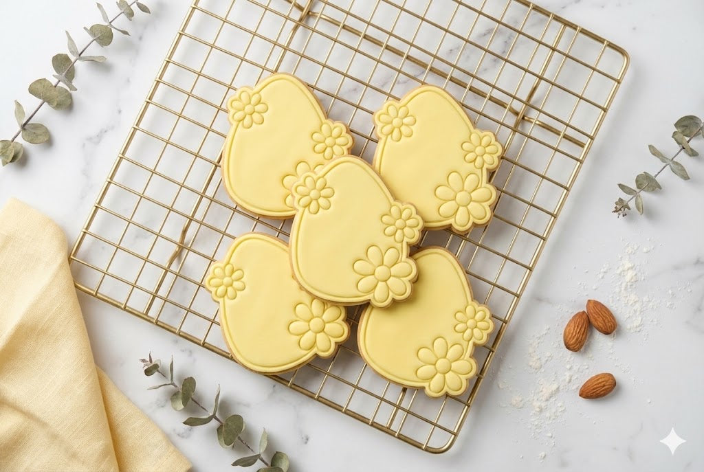 Floral Easter Egg Cookie Cutter and Embosser Stamp | Spring Flower Border, Daisy, DIY Name Plaque