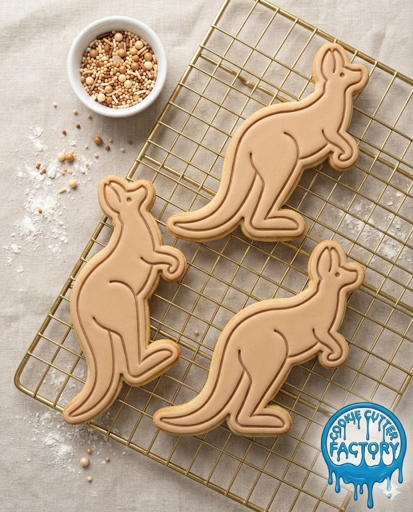 Cute Kangaroo Cookie Cutter and Embosser Stamp | Australian Wildlife, Animal Party