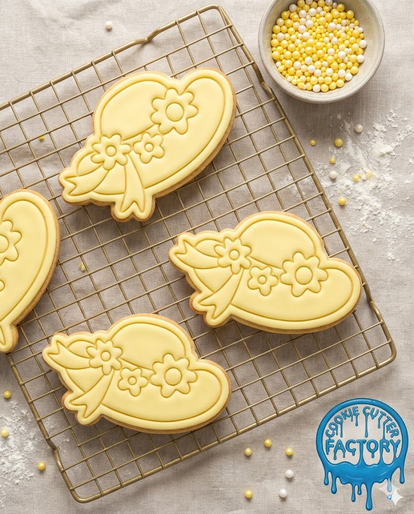Floral Sun Hat Cookie Cutter and Embosser Set - Summer Garden Party Decor