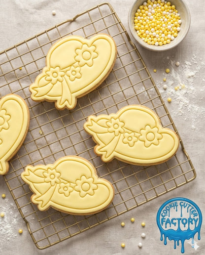 Floral Sun Hat Cookie Cutter and Embosser Set - Summer Garden Party Decor