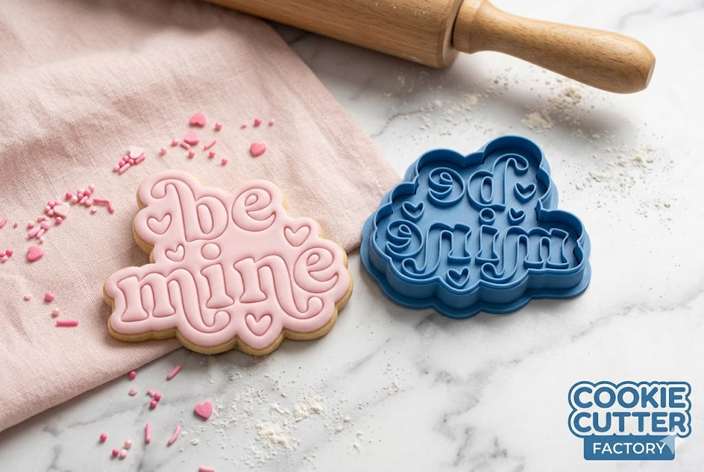 Be Mine Cookie Cutter and Embosser Stamp | Valentine's Day Quote, Retro Text, Romantic Gift