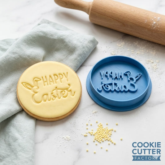 Happy Easter Bunny Ears Round Cookie Embosser – Easter Collection
