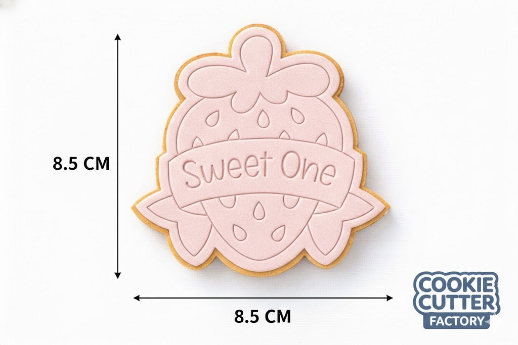 Strawberry Sweet One Cookie Cutter and Embosser Set – 1st Birthday Berry Theme Baking Tool