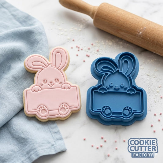 Easter Bunny with Plaque Cookie Cutter and Embosser Set – Easter Collection