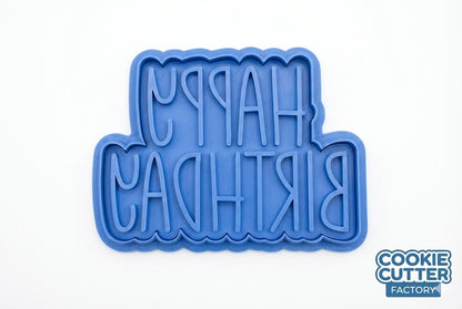 Happy Birthday Cookie Cutter and Embosser Set | Tall Skinny Font Birthday Stamp for Fondant and Cookies