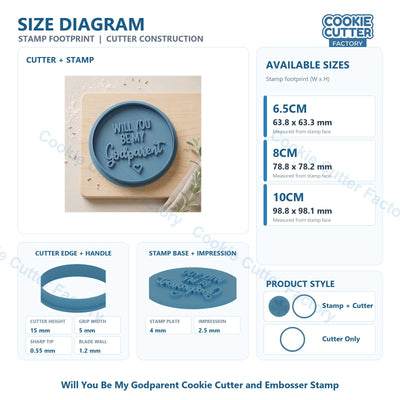 Will You Be My Godparent Cookie Cutter and Embosser Stamp