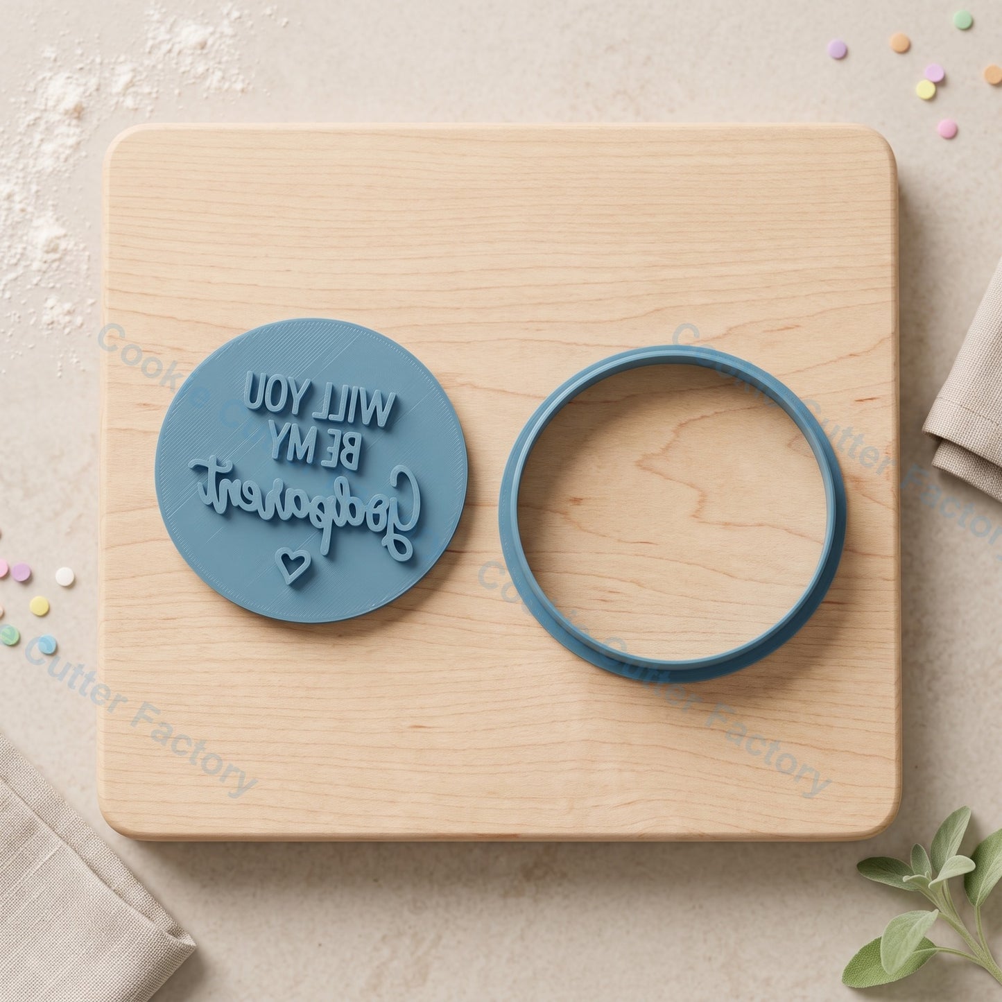 Will You Be My Godparent Cookie Cutter and Embosser Stamp