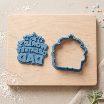 World's Greatest Dad Badge Cookie Cutter and Embosser Stamp - Father's Day