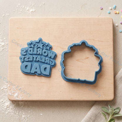World's Greatest Dad Badge Cookie Cutter and Embosser Stamp - Father's Day