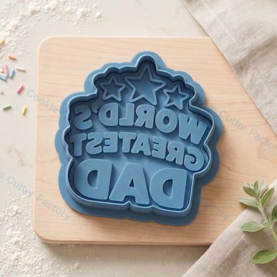 World's Greatest Dad Badge Cookie Cutter and Embosser Stamp - Father's Day
