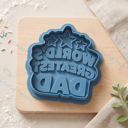 World's Greatest Dad Badge Cookie Cutter and Embosser Stamp - Father's Day