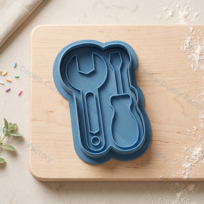 Wrench and Screwdriver Cookie Cutter and Embosser Stamp - Tools Party Cookies