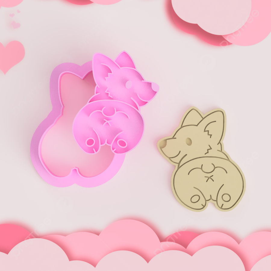 Corgi Dog Butt Cookie Cutter and Embosser Stamp Set