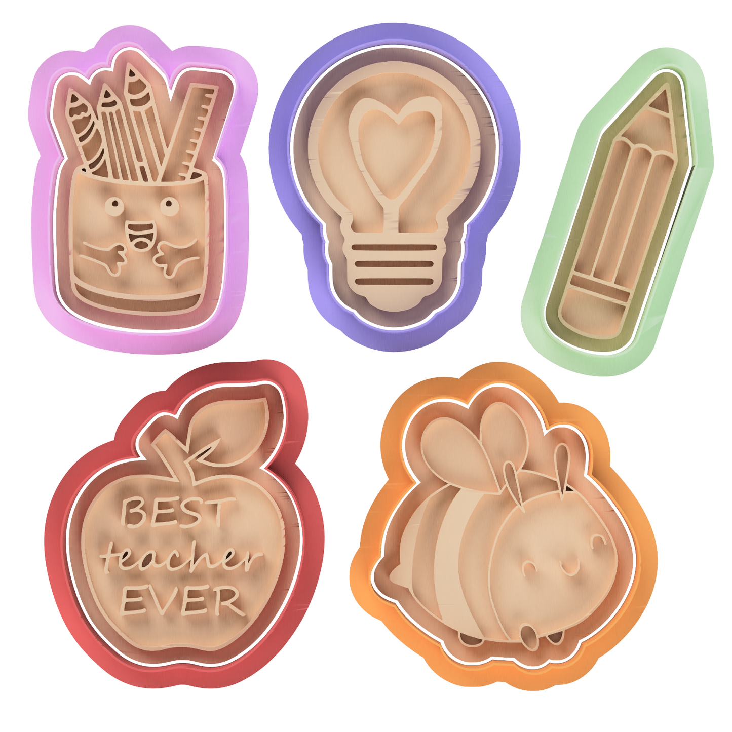 Teacher Appreciation Cookie Cutter & Embosser Stamp Set