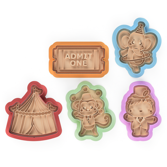 Circus Theme Cookies Cutters & Stamps Birthday Animals