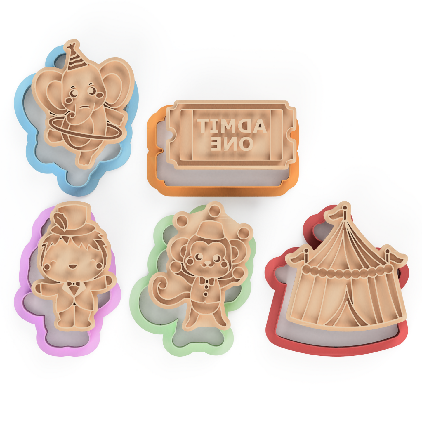 Circus Theme Cookies Cutters & Stamps Birthday Animals