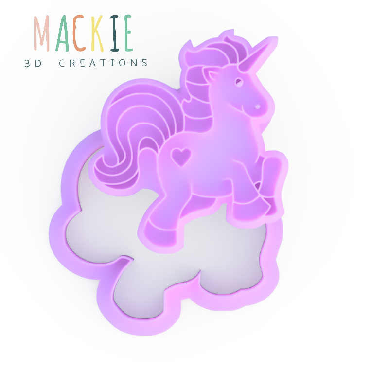 Unicorns and Rainbow Set 2 Cookie Cutter & Embosser Stamp Fantasy & mythical