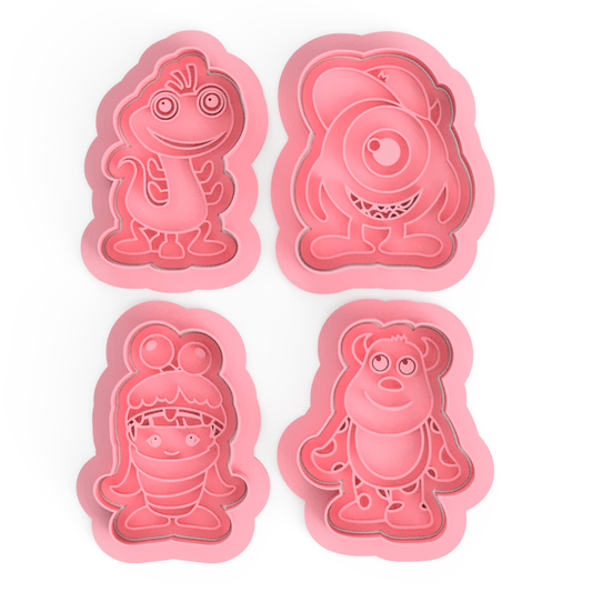 Friendly Monsters Cookie Cutter & Embosser Stamps Set Kids TV Movie