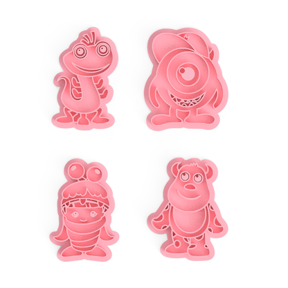 Friendly Monsters Cookie Cutter & Embosser Stamps Set Kids TV Movie