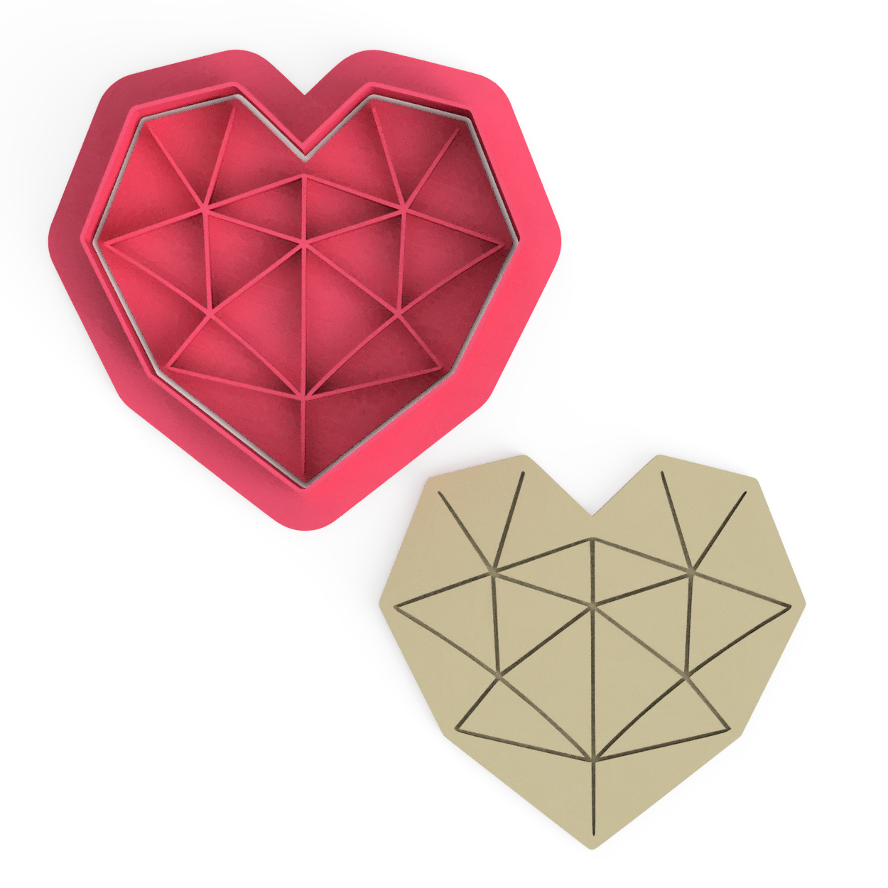 Origami Love Heart Cookie Cutter and Embosser Stamp Set Valentine's Day