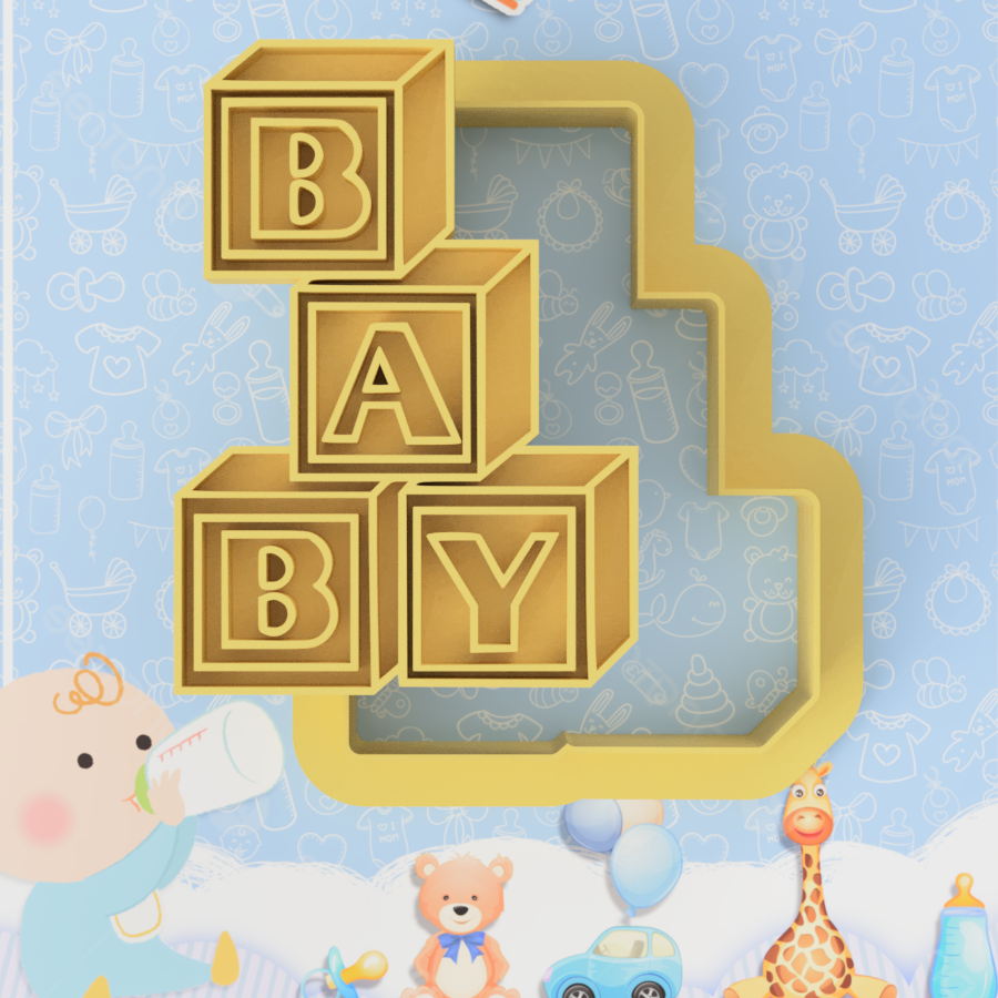 Baby Blocks Cookie Cutter and Embosser Stamp Set