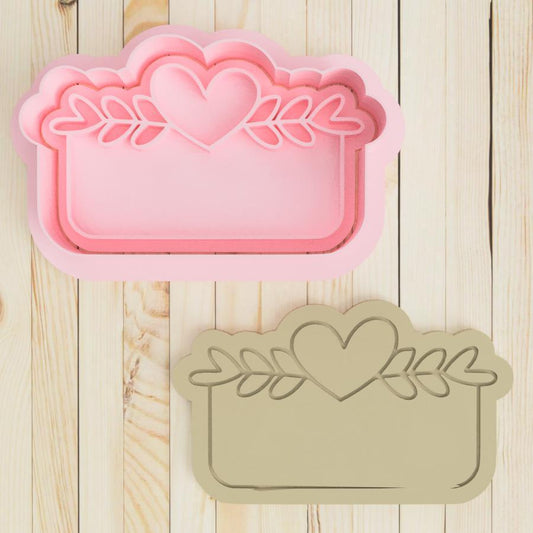 Heart and Flower Frame Cookie Cutter and Embosser Stamp Set Valentine's Day