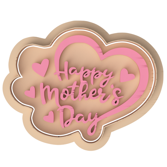 Happy Mothers Day Heart Cookie Cutter & Embosser Stamp