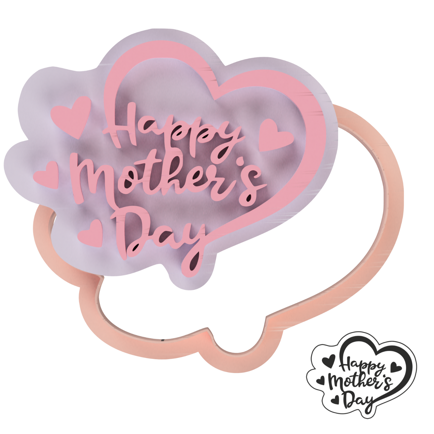 Happy Mothers Day Heart Cookie Cutter & Embosser Stamp