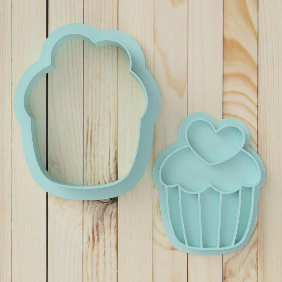 Muffin Heart Cookie Cutter and Embosser Stamp Set Valentine's Day food