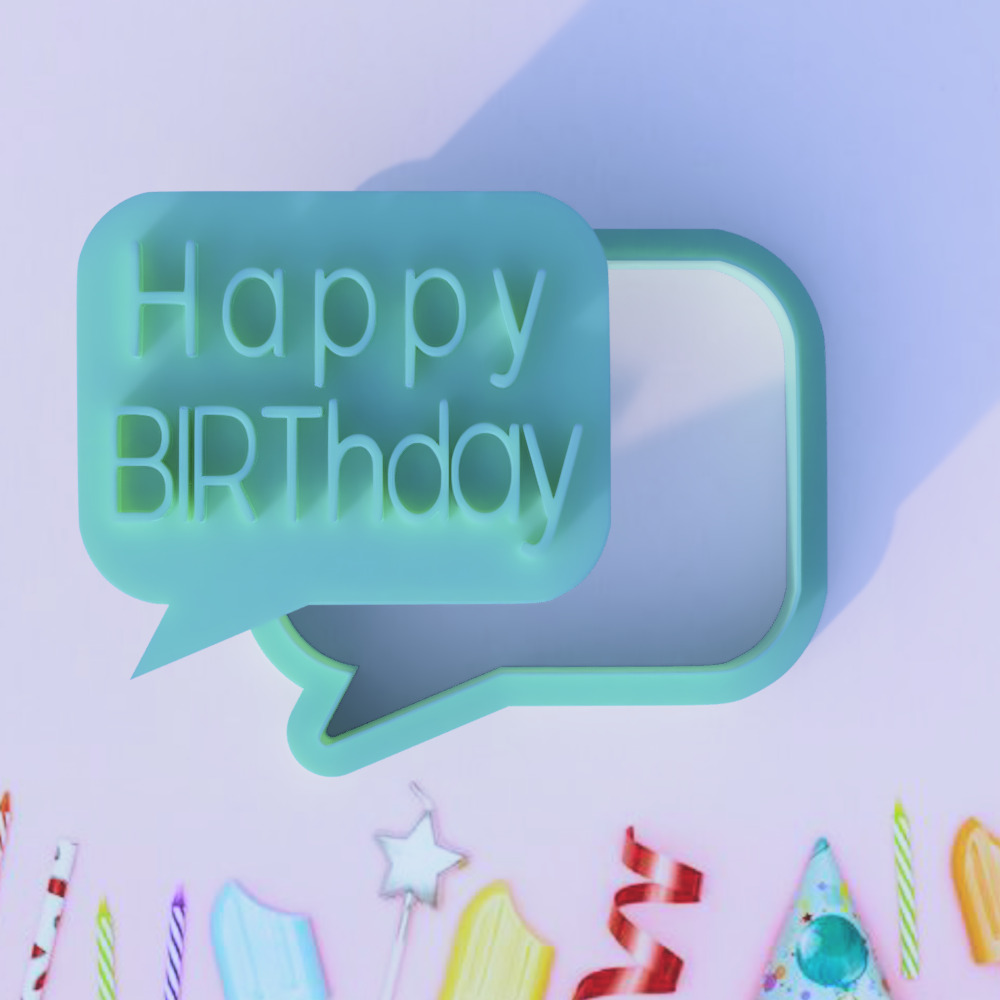 Happy Birthday Speech Bubble Cookie Cutter & Embosser Stamp