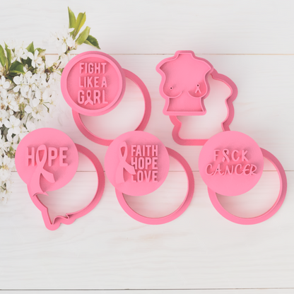 Cancer Cookie Cutter & Stamp Embosser Set Supportive & Awareness