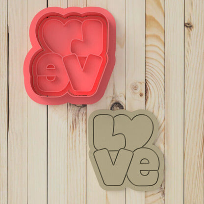 Love Word V2 Cookie Cutter and Embosser Stamp Set Valentine's Day