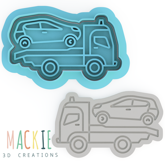 Tow Truck Cookie Cutter & Embosser Stamp Transportation