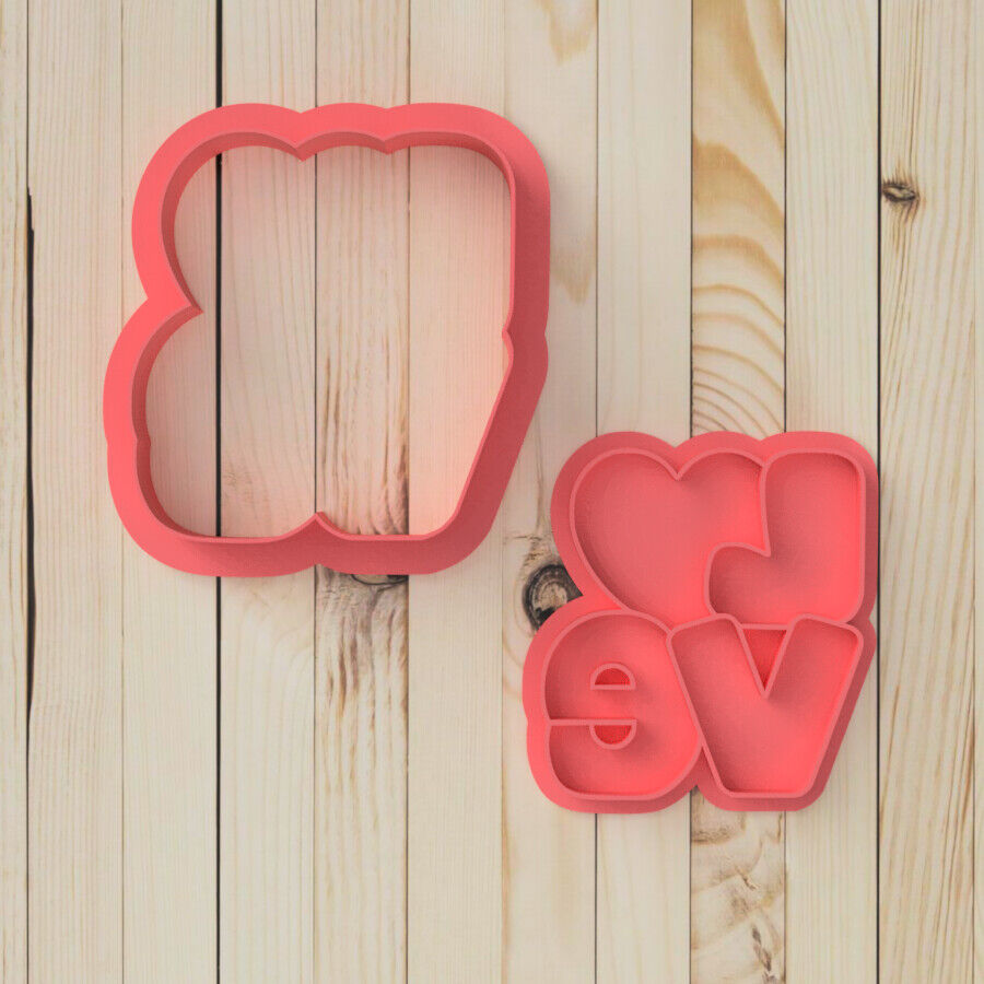 Love Word V2 Cookie Cutter and Embosser Stamp Set Valentine's Day