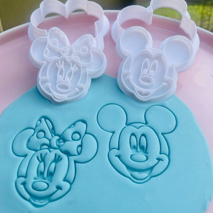 Mickey and Minnie Mouse Cookie Cutter and Embosser Set | Singles or Set of Two