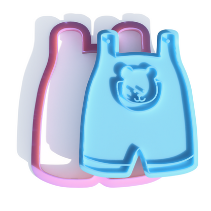 Baby Shower Overalls With Bear Cookie Cutter & Embossers Stamps Set