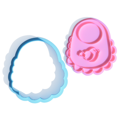 Baby Shower Bib Bird Cookie Cutter & Embossers Stamps Set