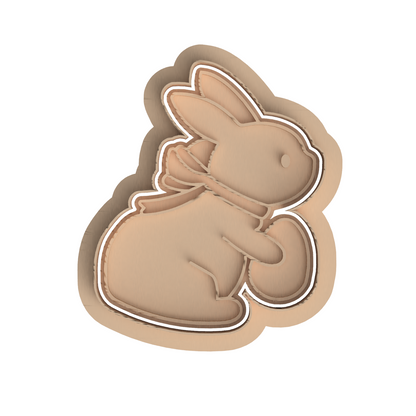 Easter set V1 Egg Bunny Cookie Cutter and Embosser Stamp