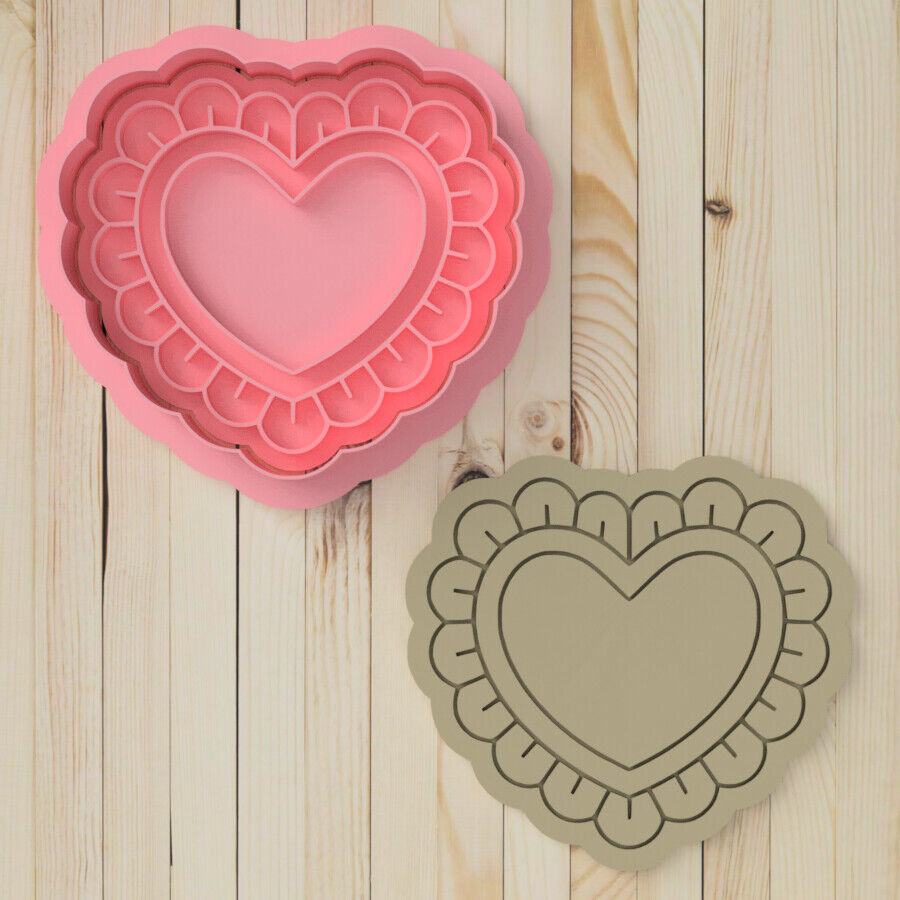 Heart with Petals Cookie Cutter and Embosser Stamp Set Valentine's Day