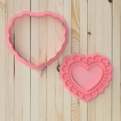 Heart with Petals Cookie Cutter and Embosser Stamp Set Valentine's Day