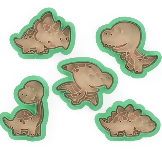 Dinosaurs Cookie Cutter & Stamp Embosser Set V4