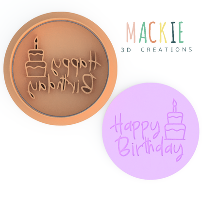 Happy Birthday Cookie Cutter & Embosser Stamp  Style 2