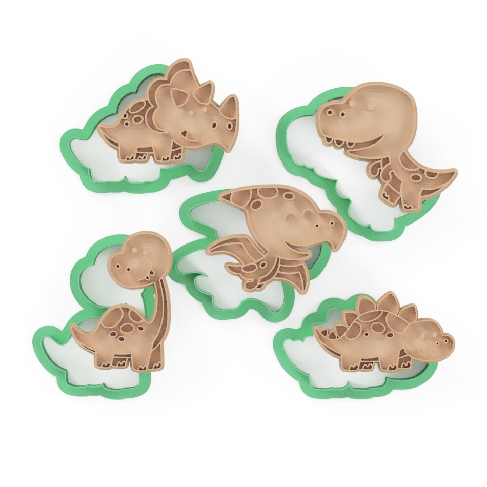 Dinosaurs Cookie Cutter & Stamp Embosser Set V4