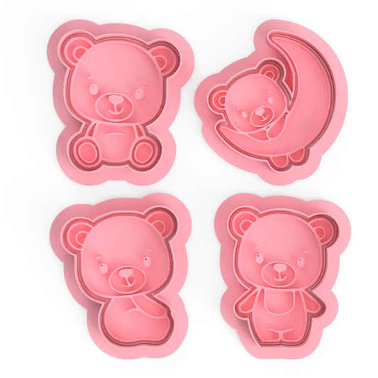 Baby Teddy Bear Set Cookie Cutter & Embosser Stamp baby shower