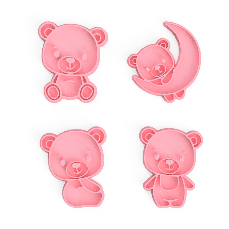 Baby Teddy Bear Set Cookie Cutter & Embosser Stamp baby shower ...