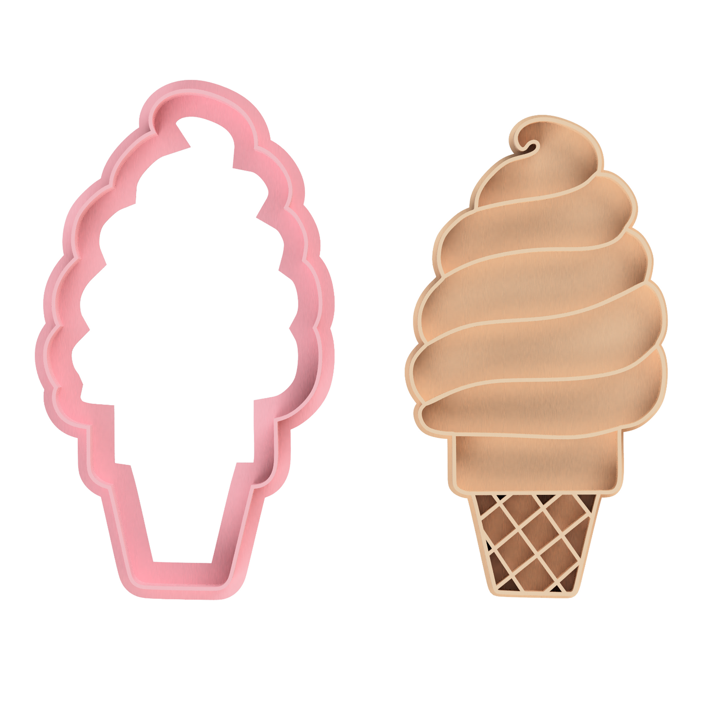 ICE CREAM CONE - Cookie Cutter & Embosser Set STYLE 1