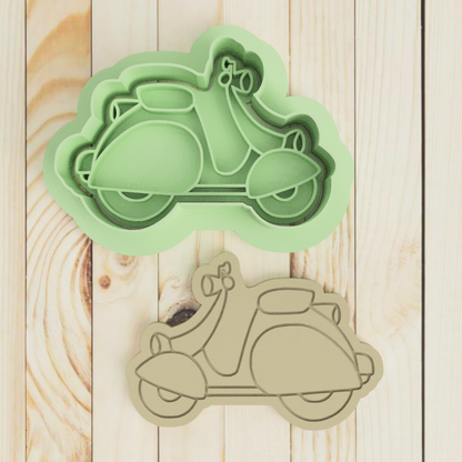 Vespa Motorcycle Scooter Cookie Cutter & Embossers Stamp Set Transportation