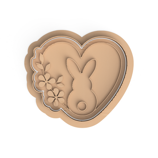 Easter Bunny Heart Cookie Cutter and Embosser Stamp