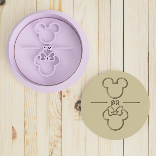 Boy or Girl Mickey or Minnie Baby Shower  Cookie Cutter and Embosser Stamp